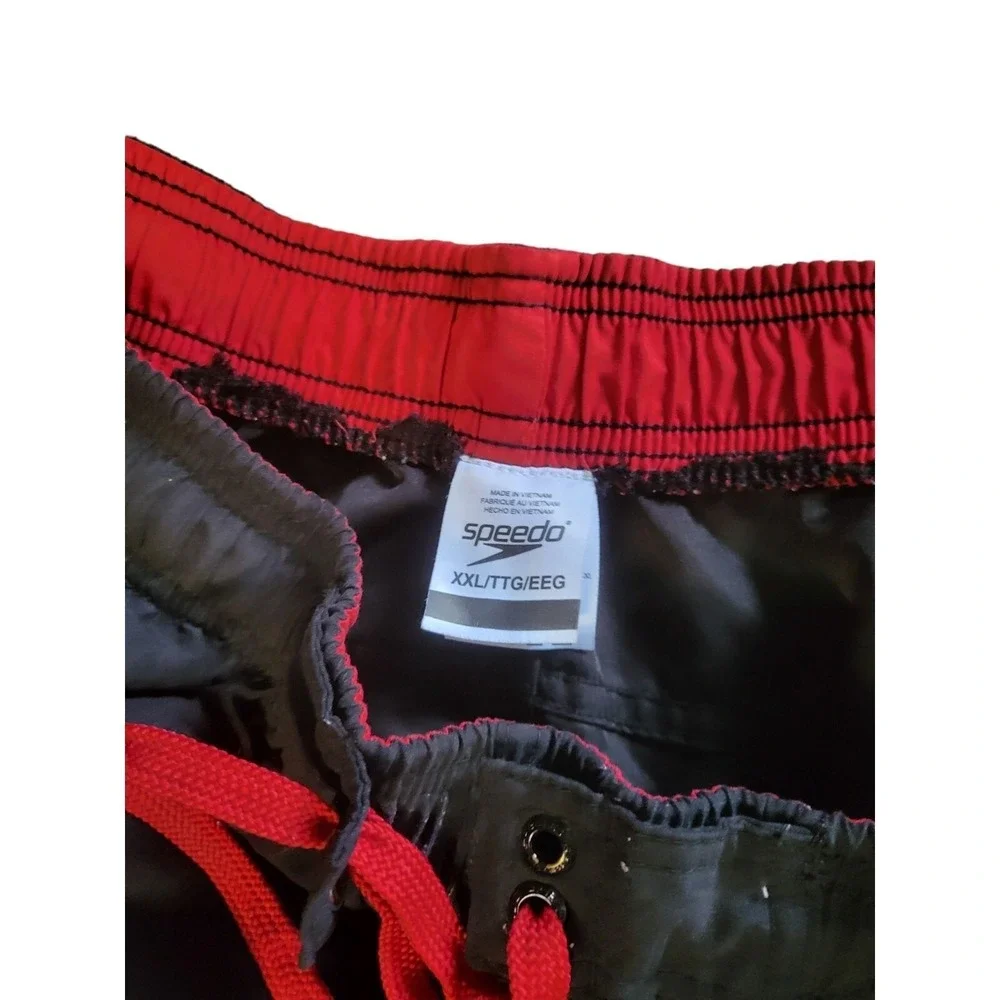 Speedo Swim Shorts Mens Sz XXL Blue Red Drawstring Casual Everyday Board Shorts‎
